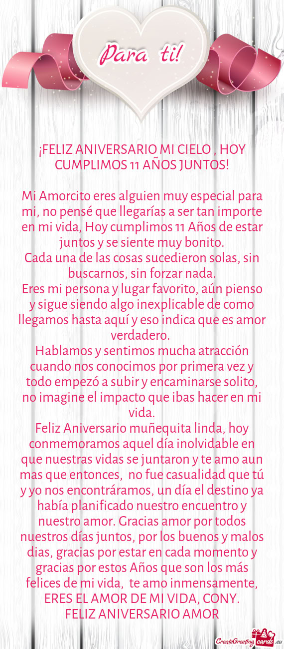 Hoy cumplimos 11 Años de estar juntos y se siente muy bonito