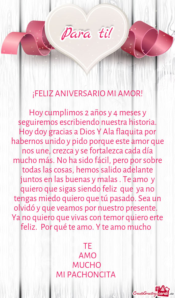 Hoy cumplimos 2 años y 4 meses y seguiremos escribiendo nuestra historia. Hoy doy gracias a Dios Y