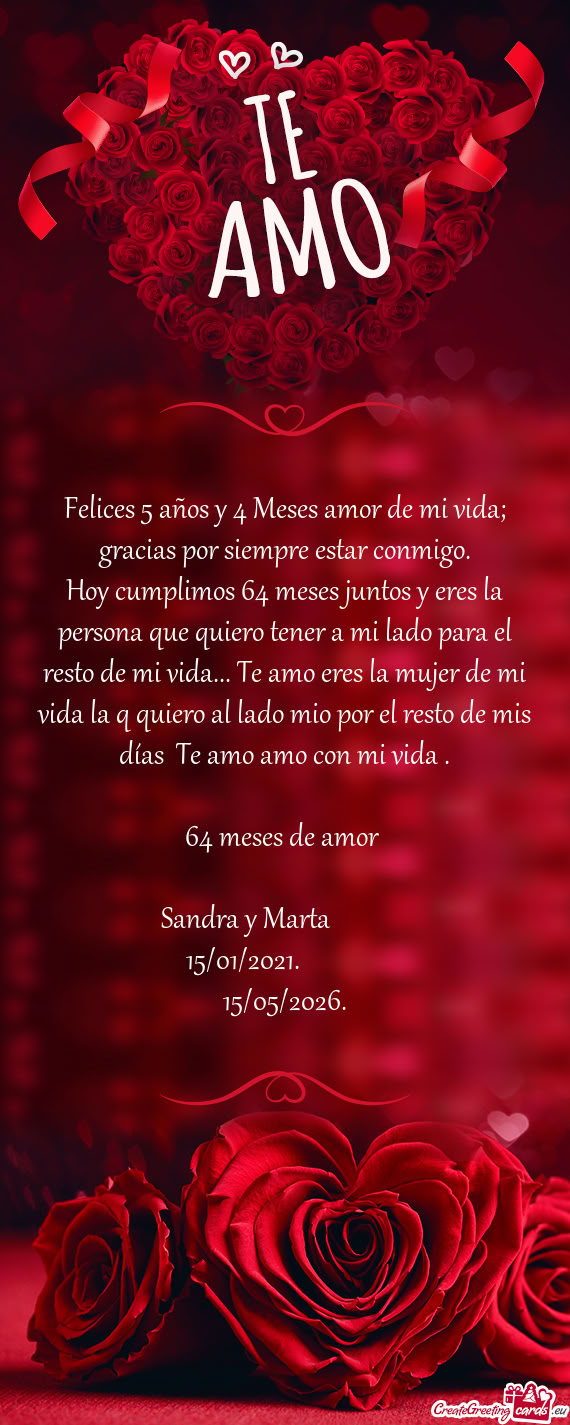 Hoy cumplimos 64 meses juntos y eres la persona que quiero tener a mi lado para el resto de mi vida