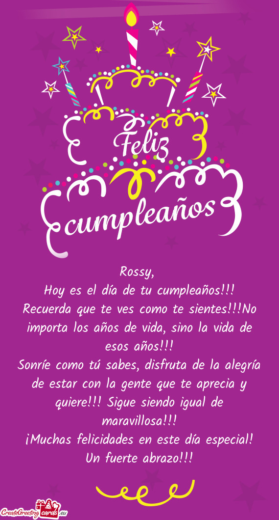 Hoy es el día de tu cumpleaños!!! Recuerda que te ves como te sientes!!!No importa los años de vi