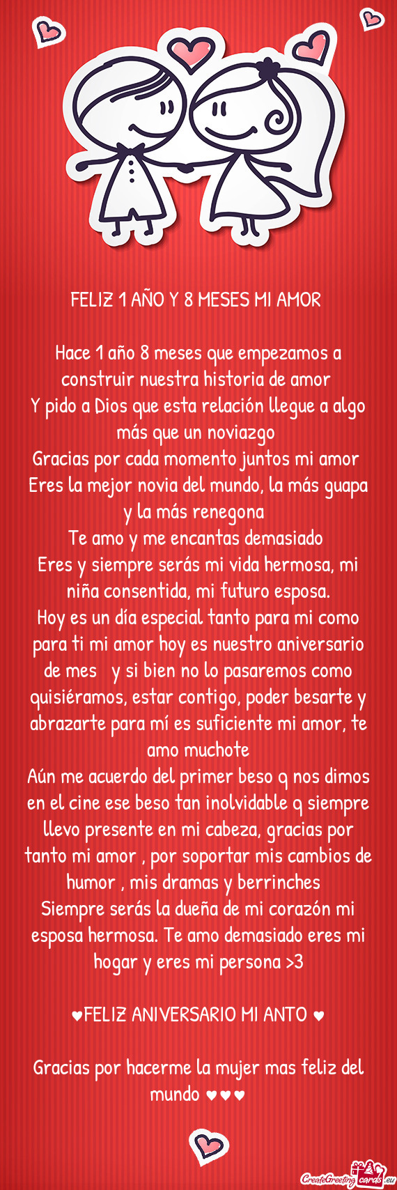 Hoy es un día especial tanto para mi como para ti mi amor hoy es nuestro aniversario de mes 😡 y