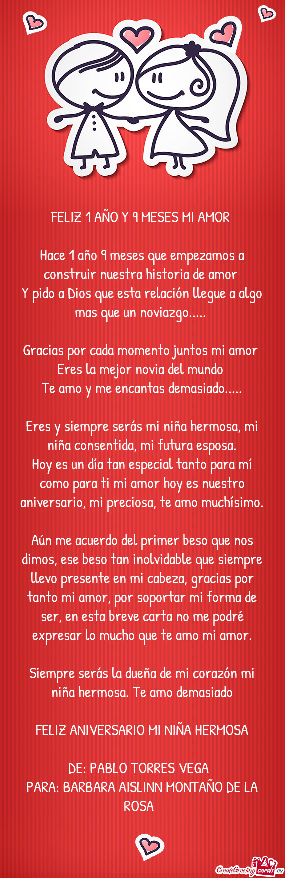 Hoy es un día tan especial tanto para mí como para ti mi amor hoy es nuestro aniversario, mi preci