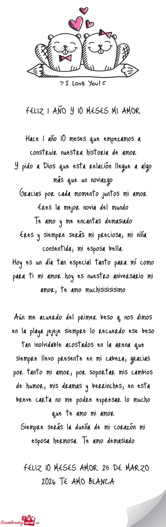 Hoy es un día tan especial tanto para mí como para ti mi amor hoy es nuestro aniversario mi amor