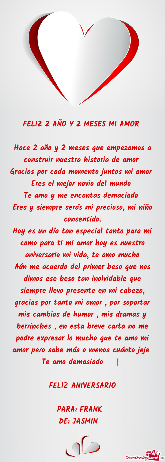 Hoy es un día tan especial tanto para mi como para ti mi amor hoy es nuestro aniversario mi vida, t