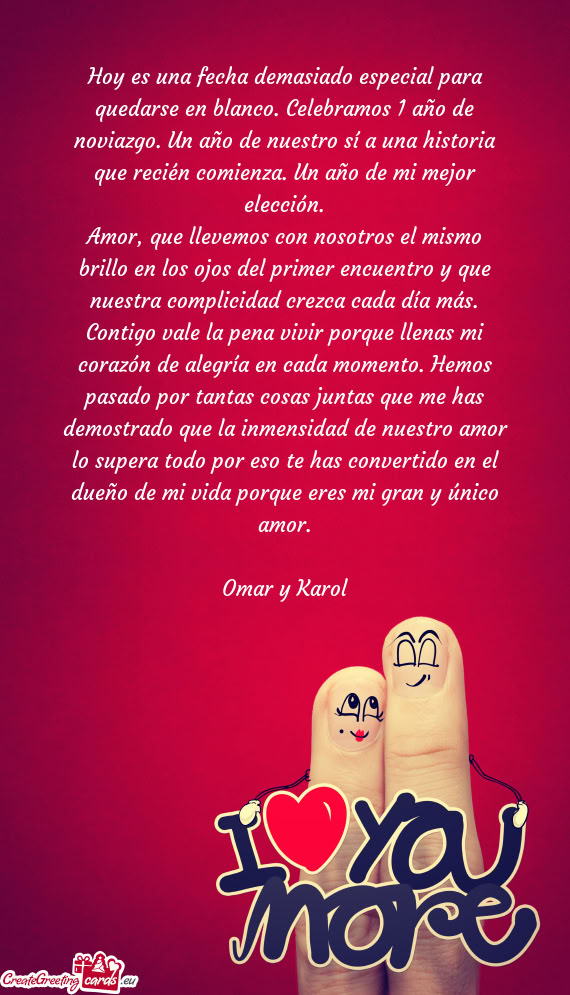 Hoy es una fecha demasiado especial para quedarse en blanco. Celebramos 1 año de noviazgo. Un año