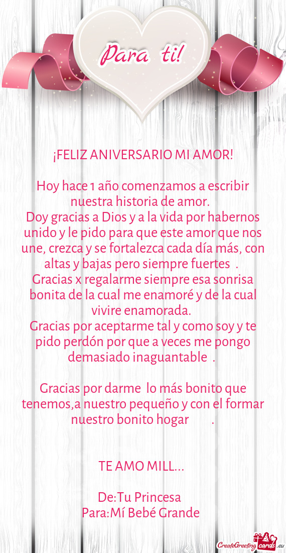 Hoy hace 1 año comenzamos a escribir nuestra historia😍de amor.❤️