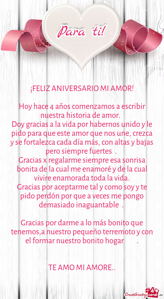 Hoy hace 4 años comenzamos a escribir nuestra historia😍de amor.❤️