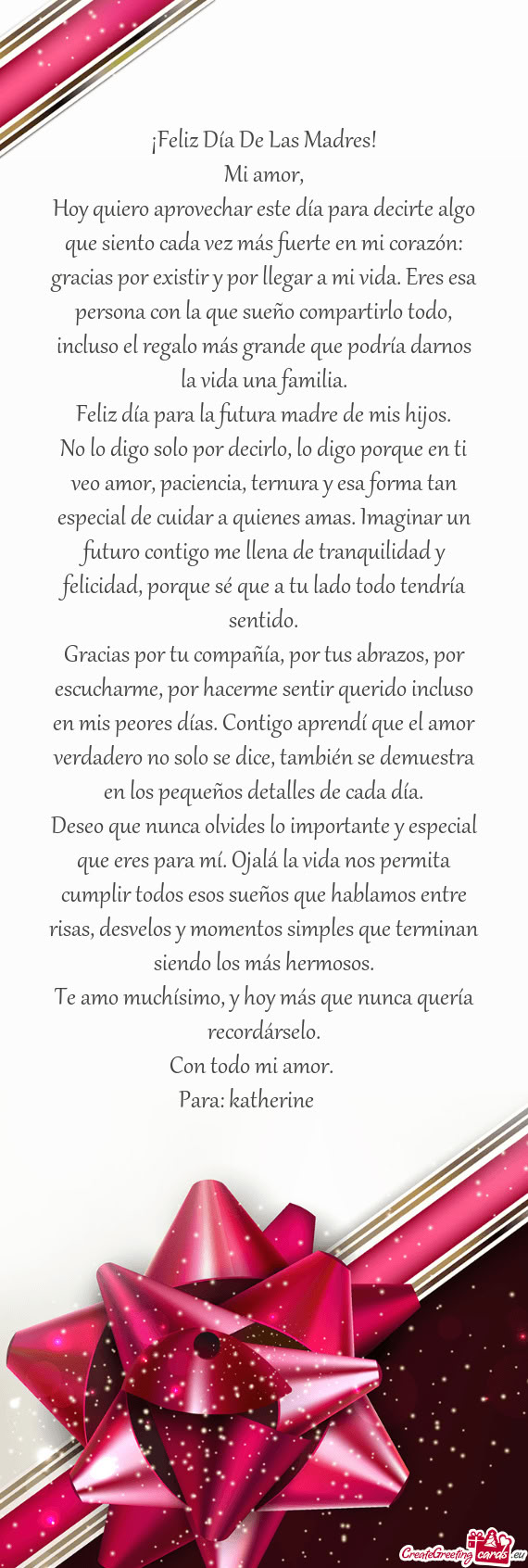 Hoy quiero aprovechar este día para decirte algo que siento cada vez más fuerte en mi corazón: gr