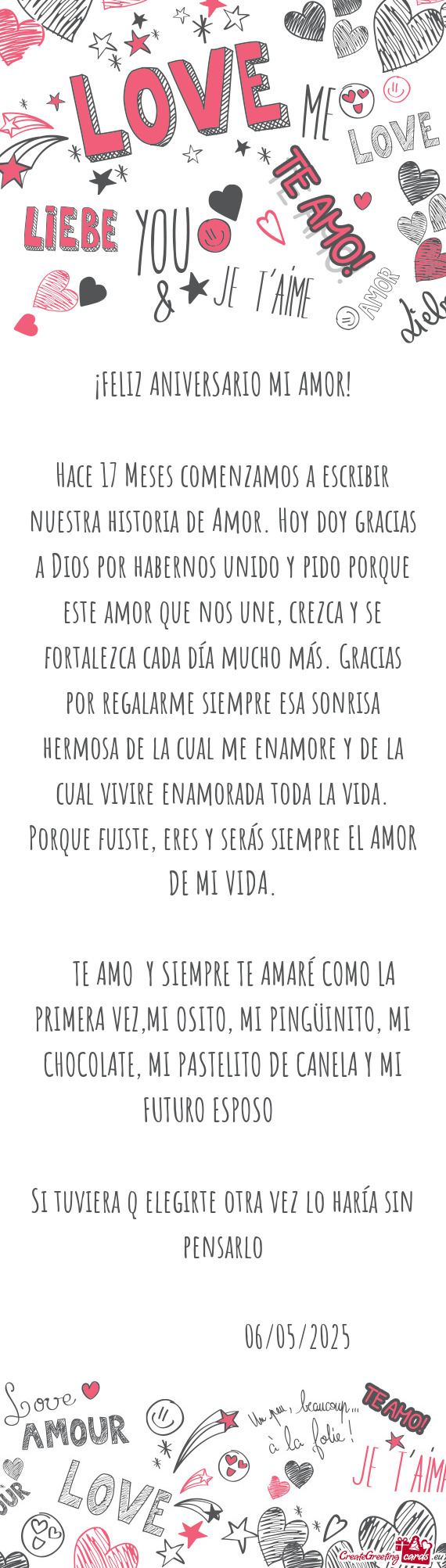Ido y pido porque este amor que nos une, crezca y se fortalezca cada día mucho más. Gracias por re