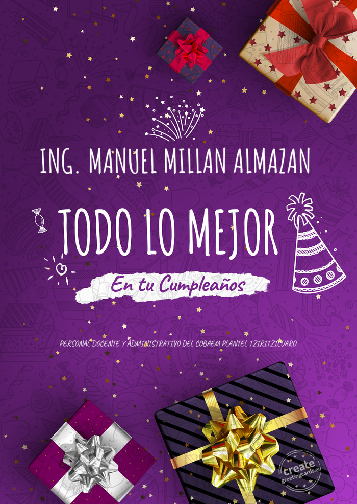ING. MANUEL MILLAN ALMAZAN PERSONAL DOCENTE Y ADMINISTRATIVO DEL COBAEM PLANTEL TZIRITZICUARO