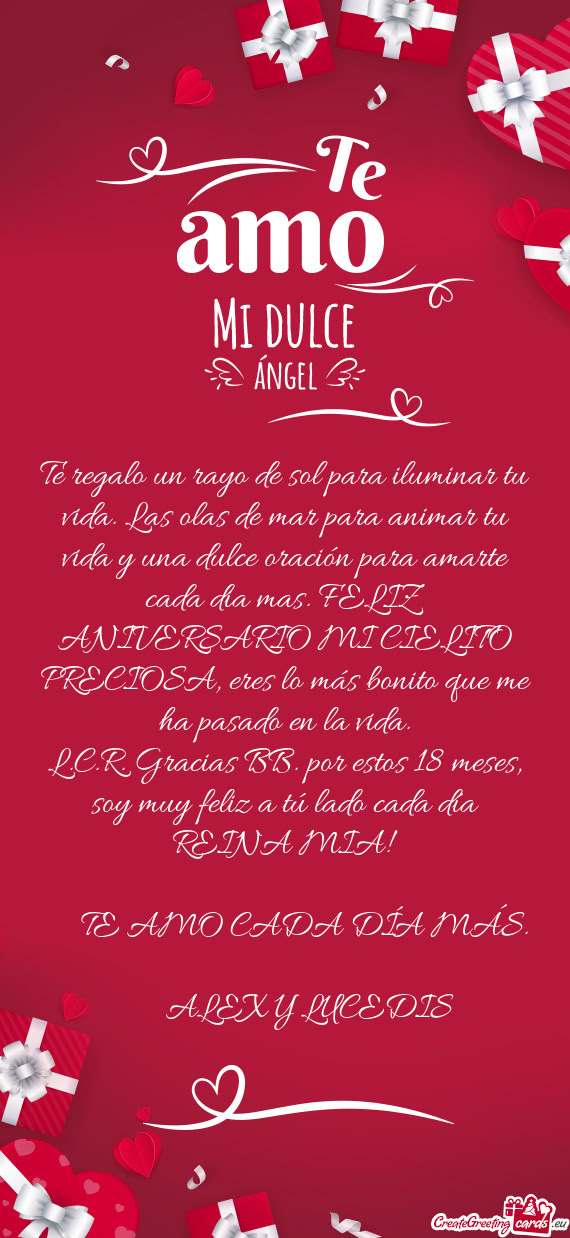 Ión para amarte cada dia mas. FELIZ ANIVERSARIO MI CIELITO PRECIOSA, eres lo más bonito que me ha