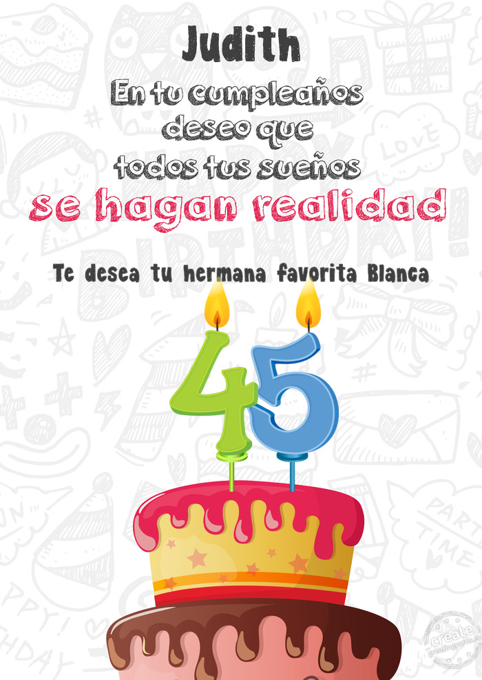 Judith Te desea tu hermana favorita Blanca 45