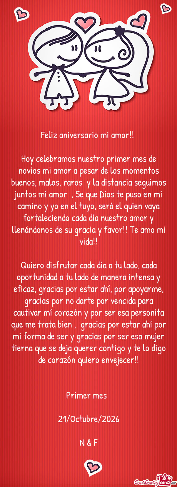 L quien vaya fortaleciendo cada día nuestro amor y llenándonos de su gracia y favor!! Te amo mi vi