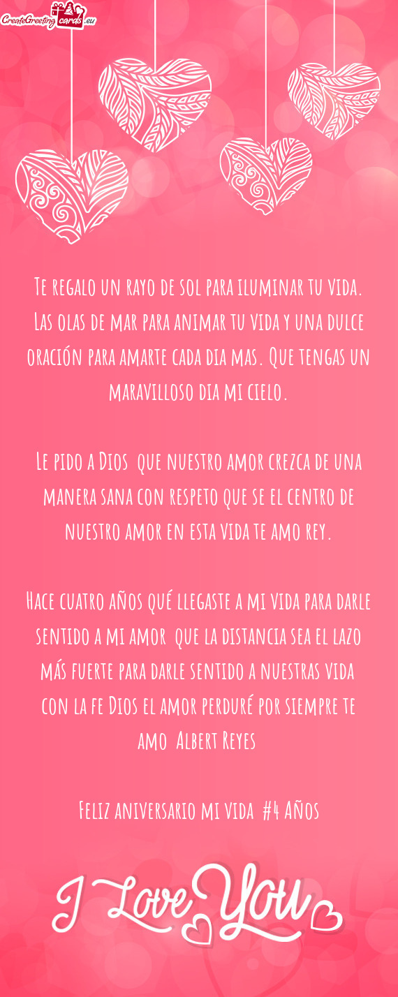 Le pido a Dios que nuestro amor crezca de una manera sana con respeto que se el centro de nuestro a