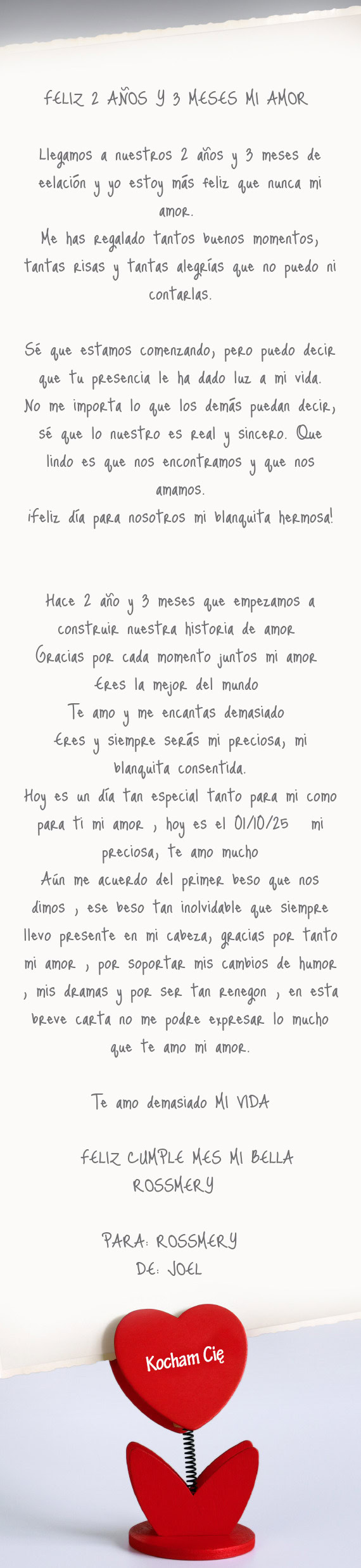 Llegamos a nuestros 2 años y 3 meses de eelación y yo estoy más feliz que nunca mi amor