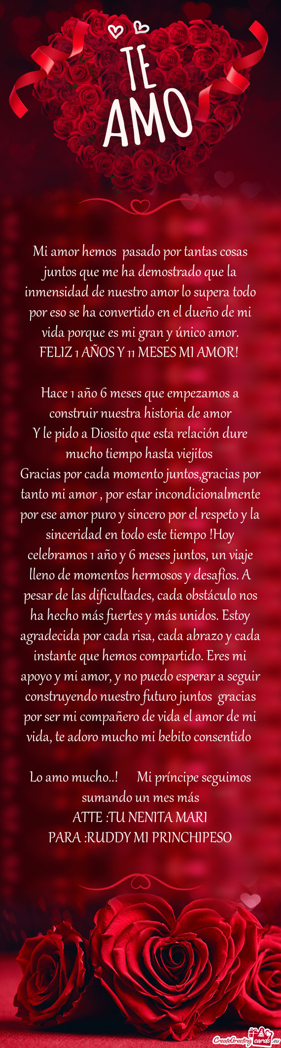Lo supera todo por eso se ha convertido en el dueño de mi vida porque es mi gran y único amor