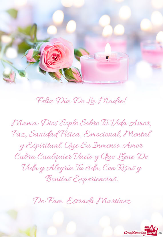 Mama: Dios Sople Sobre Tu Vida Amor, Paz, Sanidad Física, Emocional, Mental y Espiritual. Que Su In