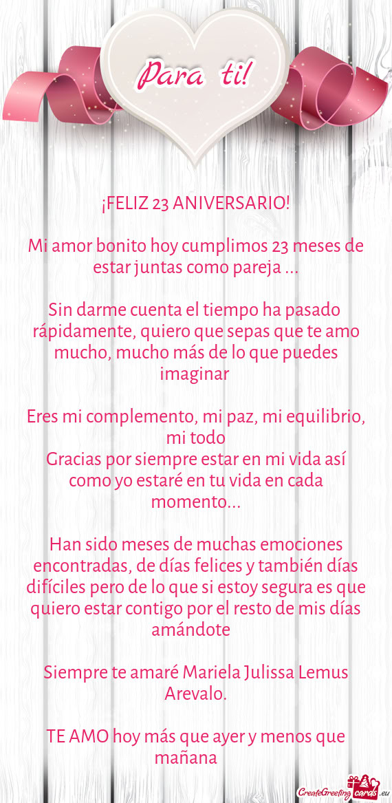 Mi amor bonito hoy cumplimos 23 meses de estar juntas como pareja😍