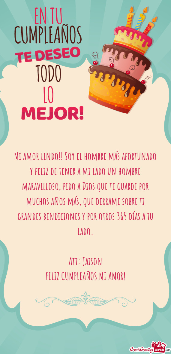 Mi amor lindo!! Soy el hombre más afortunado y feliz de tener a mi lado un hombre maravilloso, pido