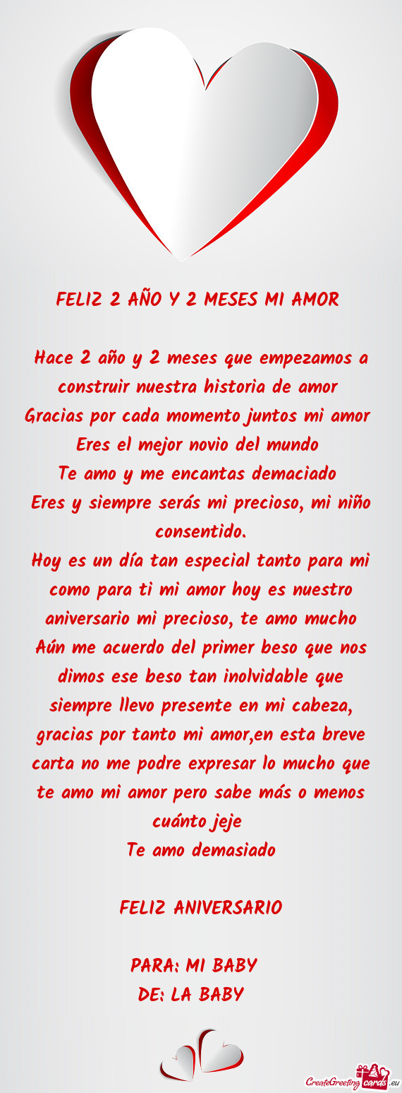 Mi cabeza, gracias por tanto mi amor,en esta breve carta no me podre expresar lo mucho que te amo m