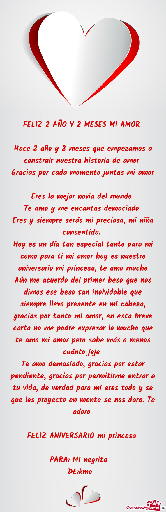 Mi cabeza, gracias por tanto mi amor, en esta breve carta no me podre expresar lo mucho que te amo