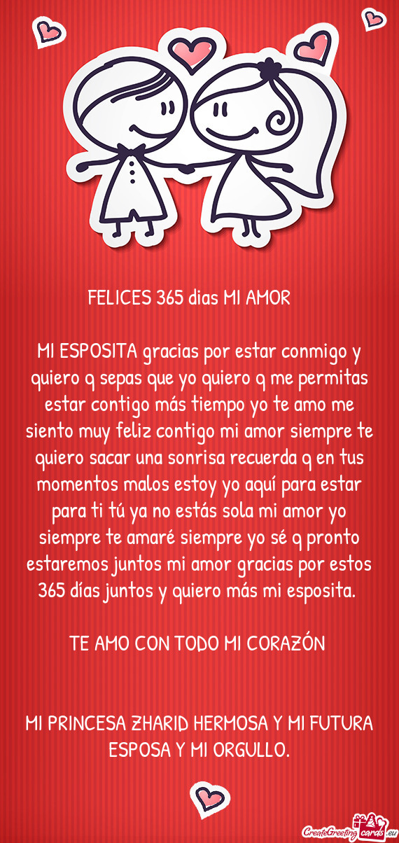 MI ESPOSITA gracias por estar conmigo y quiero q sepas que yo quiero q me permitas estar contigo má