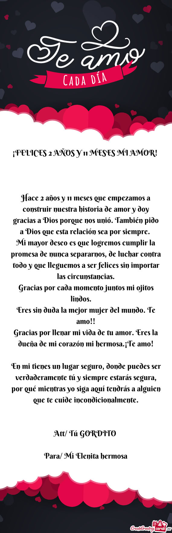 Mi mayor deseo es que logremos cumplir la promesa de nunca separarnos, de luchar contra todo y que l