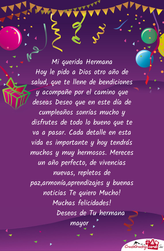 Mi querida Hermana