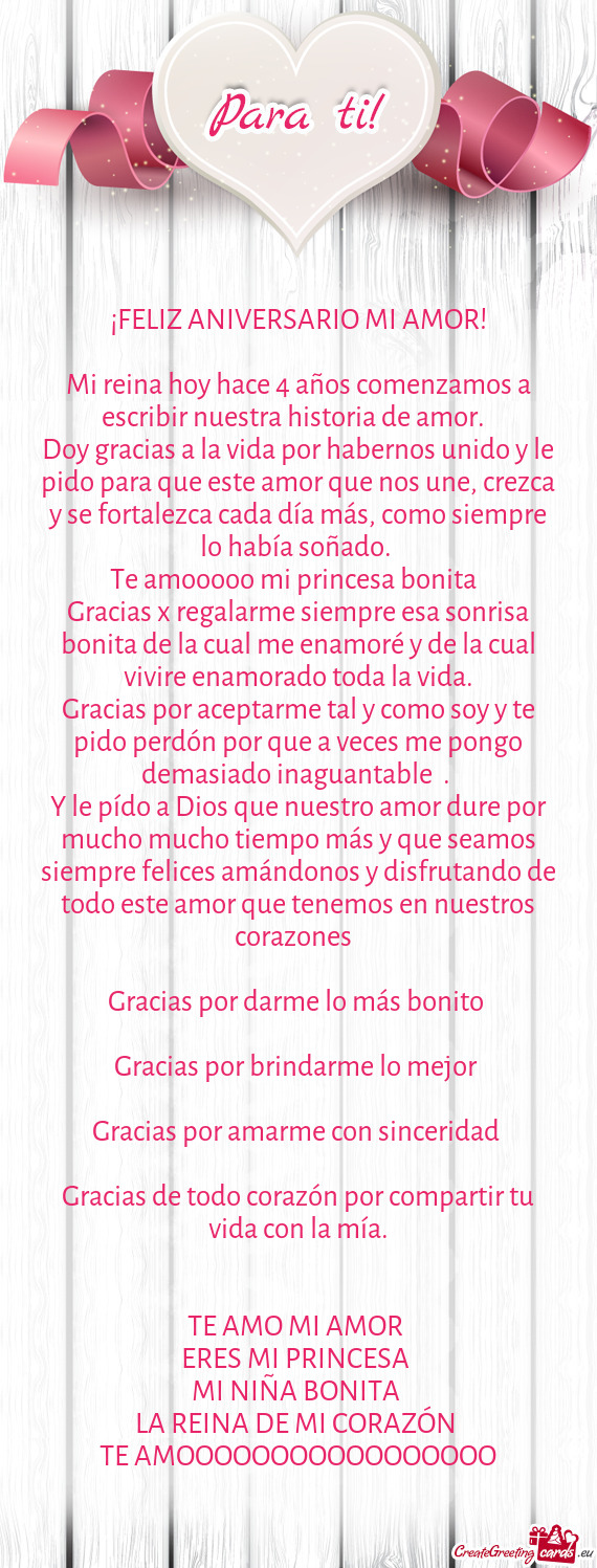 Mi reina hoy hace 4 años comenzamos a escribir nuestra historia😍de amor.❤️