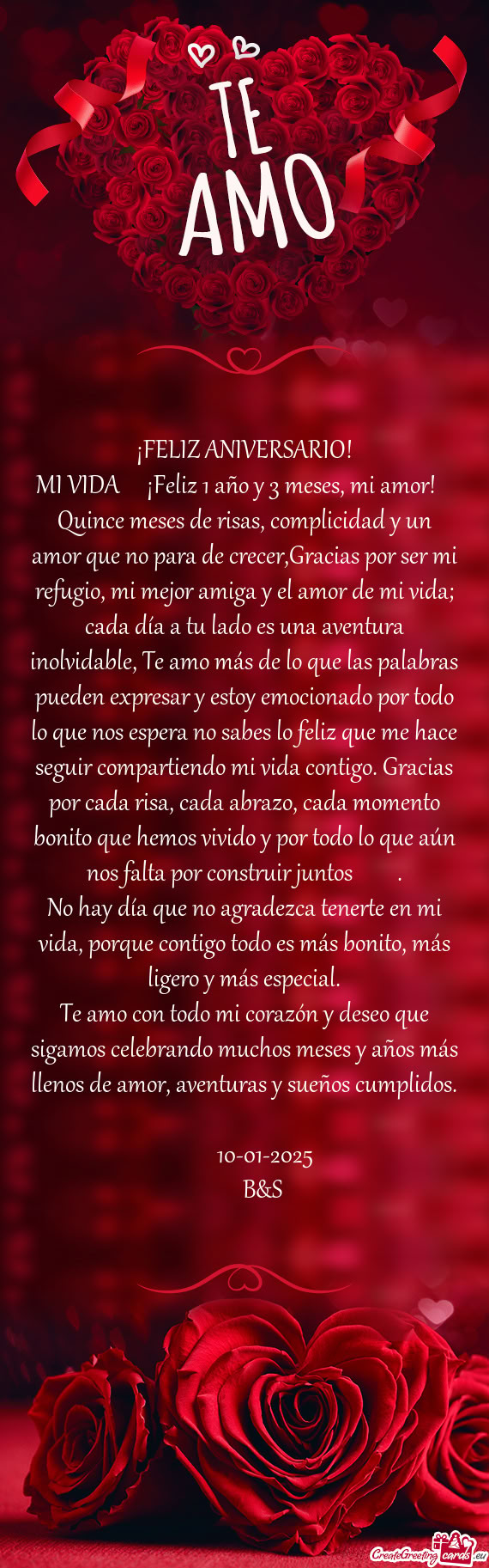 MI VIDA 💘🥹¡Feliz 1 año y 3 meses, mi amor! 💖 Quince meses de risas, complicidad y un amor