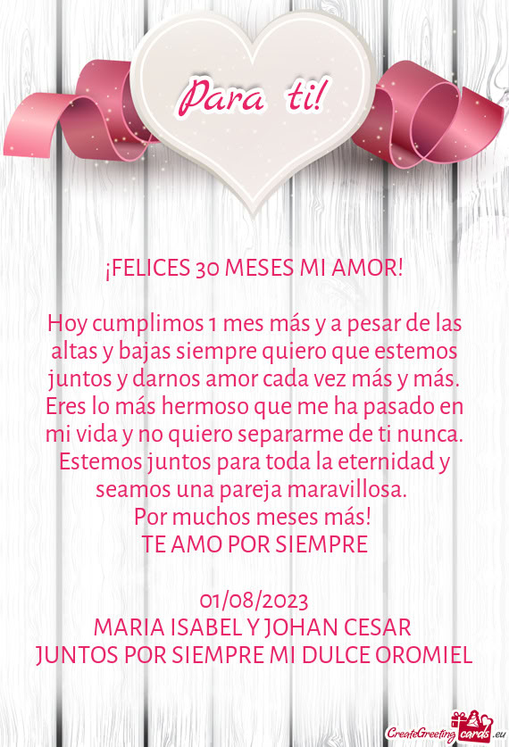 Mor cada vez más y más. Eres lo más hermoso que me ha pasado en mi vida y no quiero separarme de