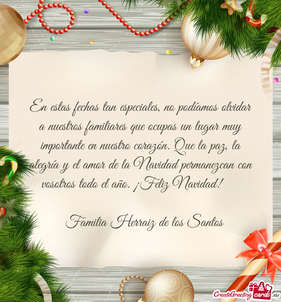 Mportante en nuestro corazón. Que la paz, la alegría y el amor de la Navidad permanezcan con vosot