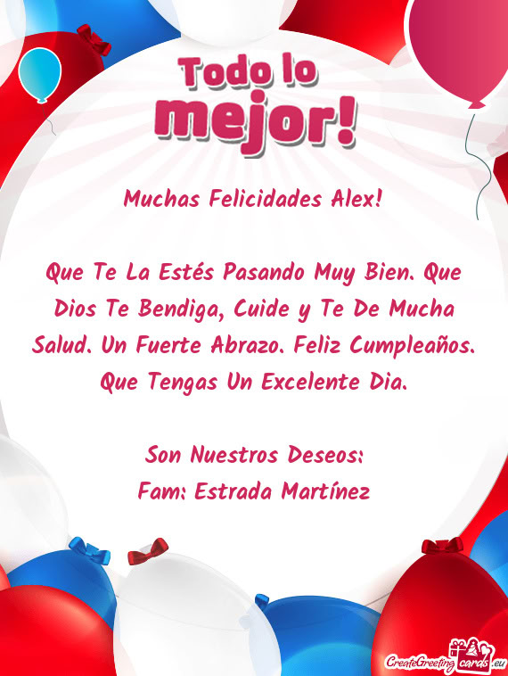 Muchas Felicidades Alex