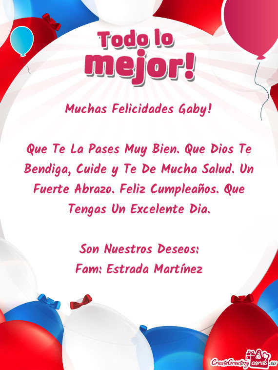 Muchas Felicidades Gaby