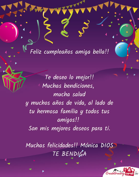 Muchas felicidades!! Mónica DIOS TE BENDIGA