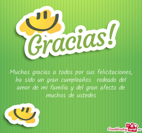 Muchas gracias a todos por sus felicitaciones, ha sido un gran cumpleaños rodeado del amor de mi f