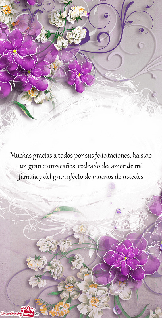 Muchas gracias a todos por sus felicitaciones