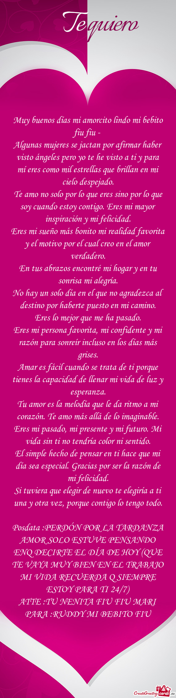 Muy buenos días mi amorcito lindo mi bebito fiu fiu