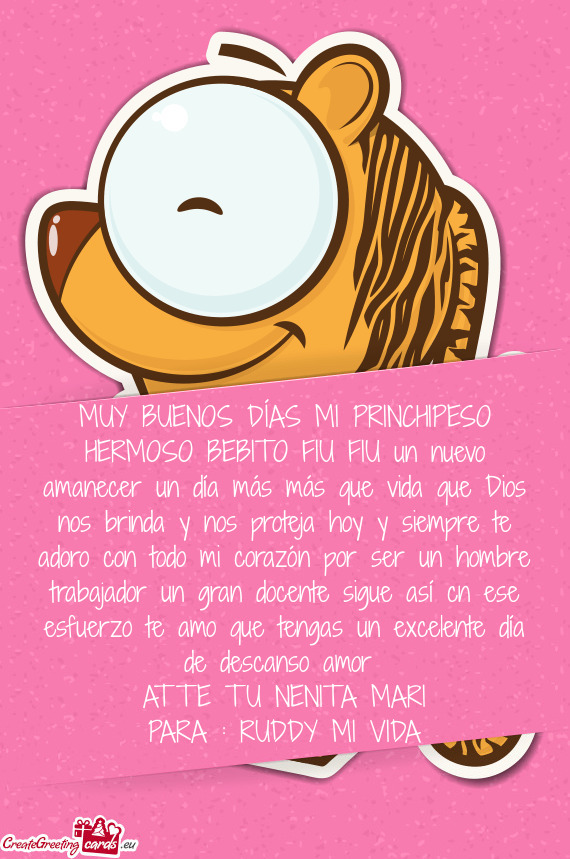 MUY BUENOS DÍAS MI PRINCHIPESO HERMOSO BEBITO FIU FIU un nuevo amanecer un día más más que vida