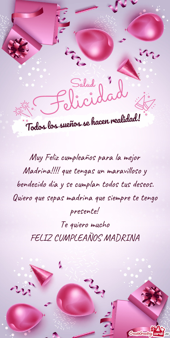 Muy Feliz cumpleaños para la mejor Madrina!!!! que tengas un maravilloso y bendecido día y se cump