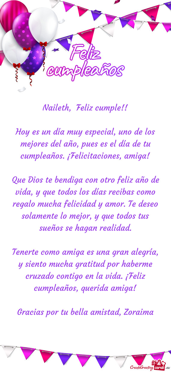 Naileth, Feliz cumple