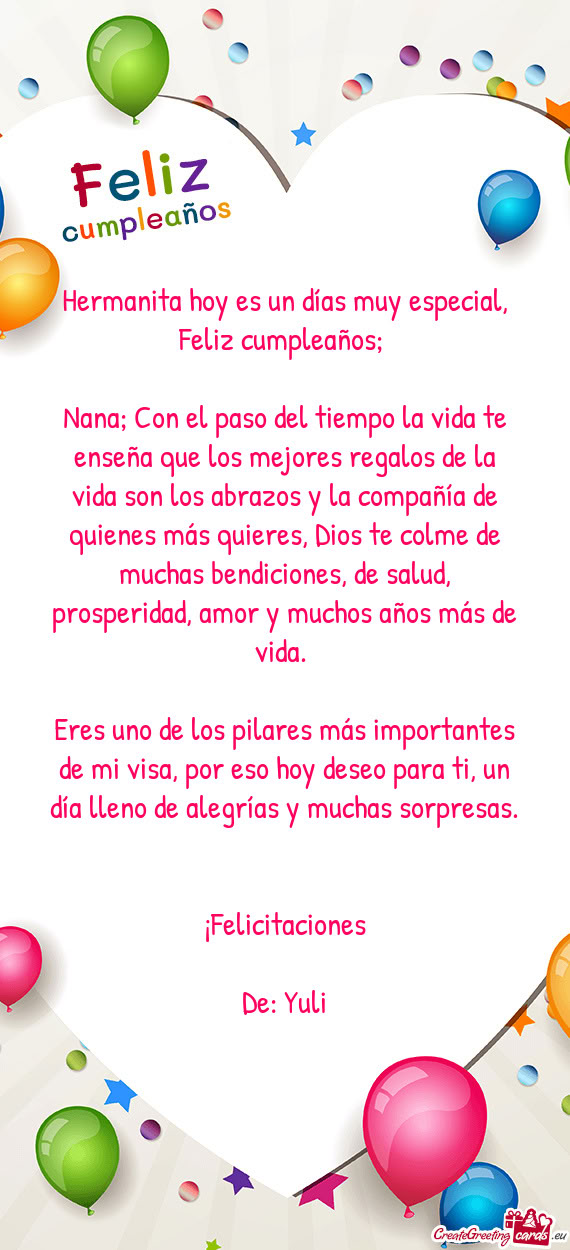 Nana; Con el paso del tiempo la vida te enseña que los mejores regalos de la vida son los abrazos y