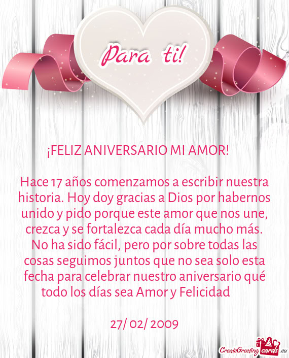 O por sobre todas las cosas seguimos juntos que no sea solo esta fecha para celebrar nuestro anivers