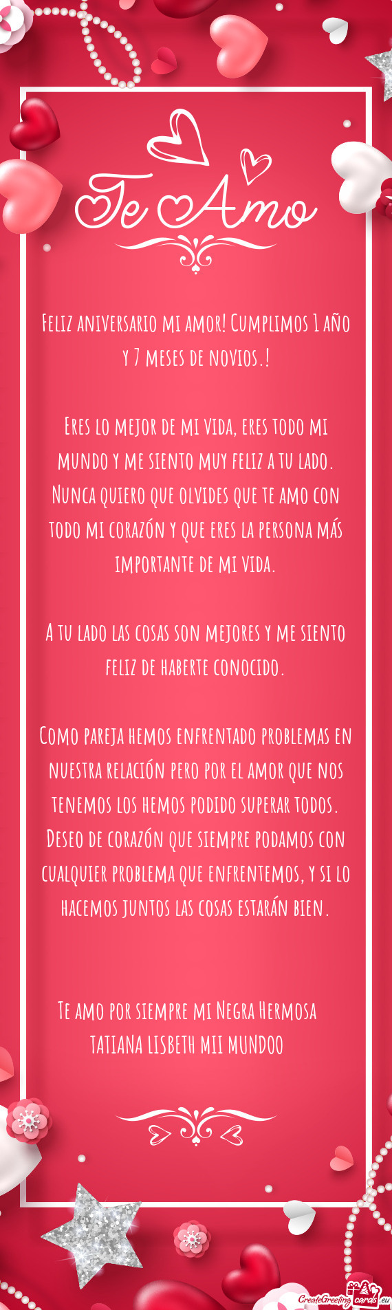 Os podido superar todos. Deseo de corazón que siempre podamos con cualquier problema que enfrentemo