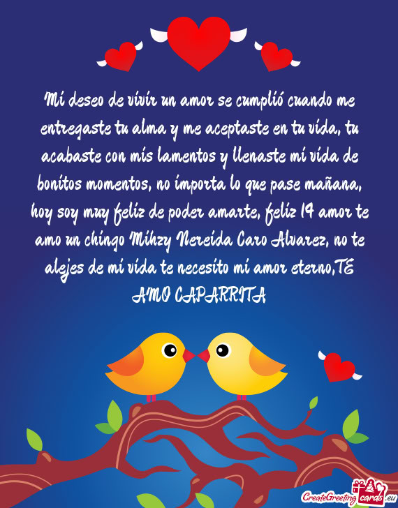 Oy muy feliz de poder amarte, feliz 14 amor te amo un chingo Mihzy Nereida Caro Alvarez, no te aleje