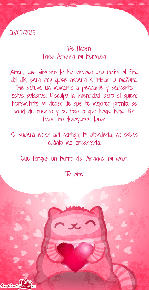 Para: Arianna mi hermosa