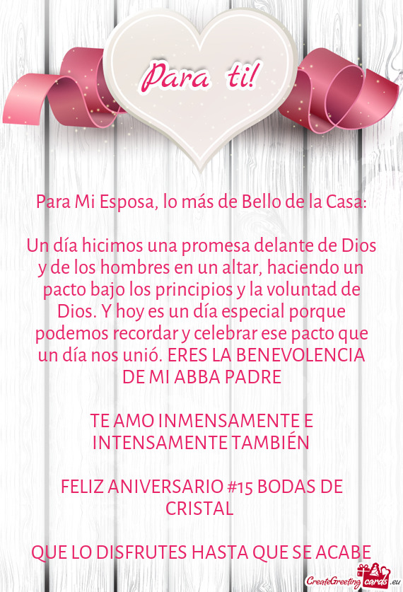 Para Mi Esposa, lo más de Bello de la Casa
