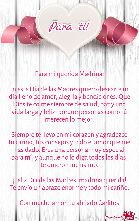 Para mi querida Madrina