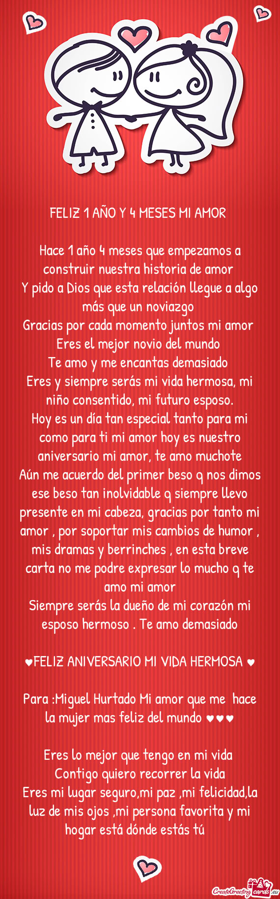 Para :Miguel Hurtado Mi amor que me hace la mujer mas feliz del mundo ♥♥♥