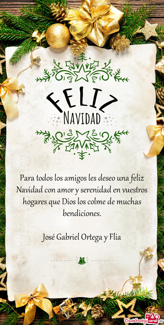 Para todos los amigos les deseo una feliz Navidad con amor y serenidad en vuestros hogares que Dios